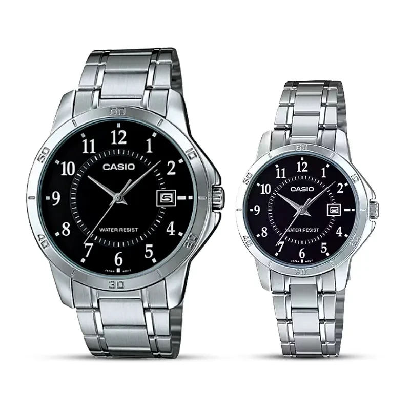 Casio Black Dial Couple Watch | MTP/LTP-V004D-1B